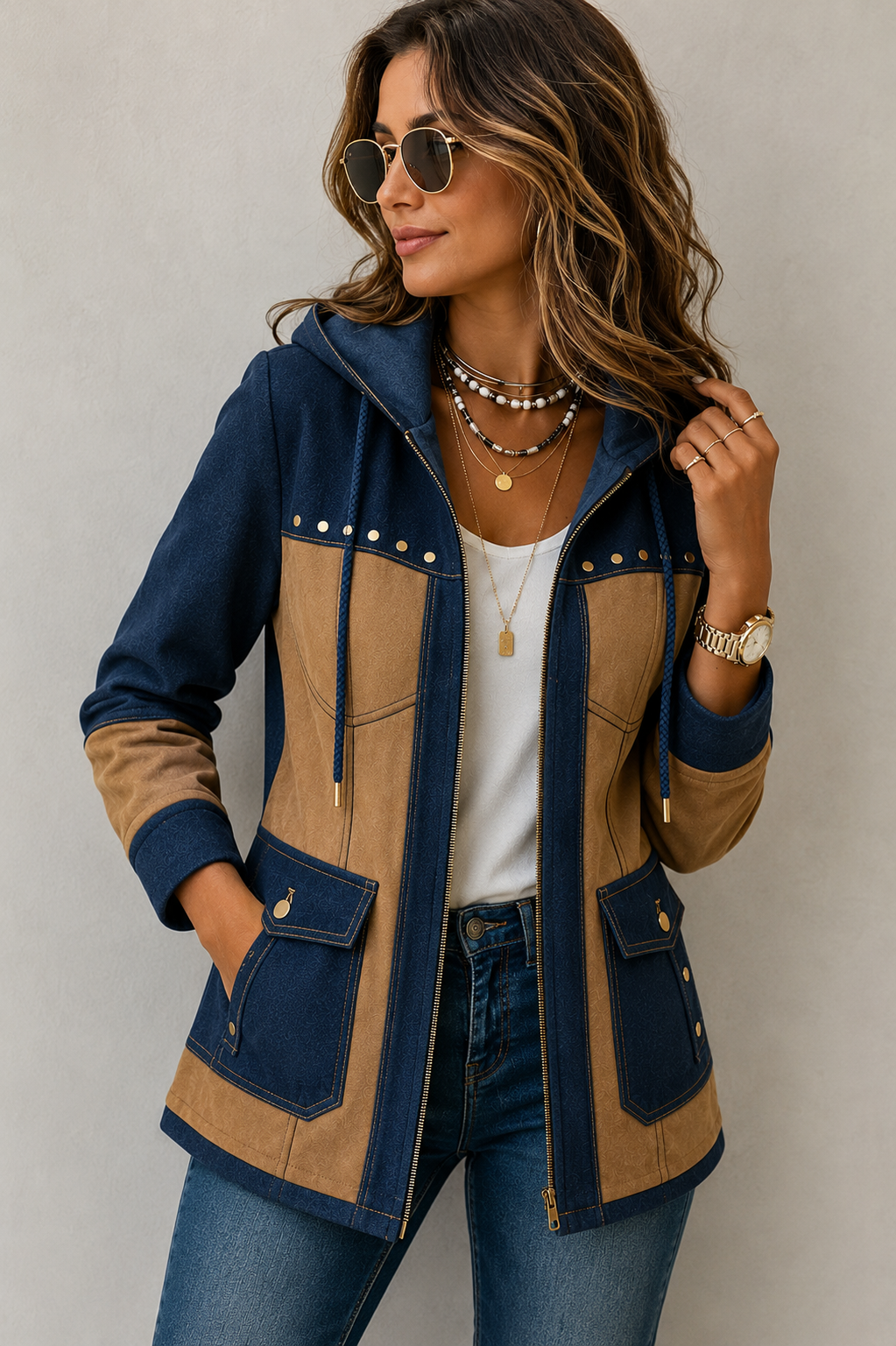 Patchwork Hooded Jacket