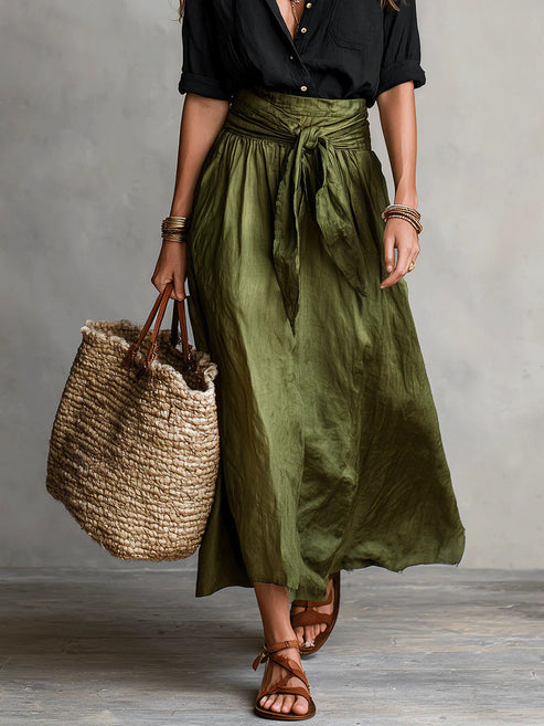 Button Shirt & Midi Skirt Set