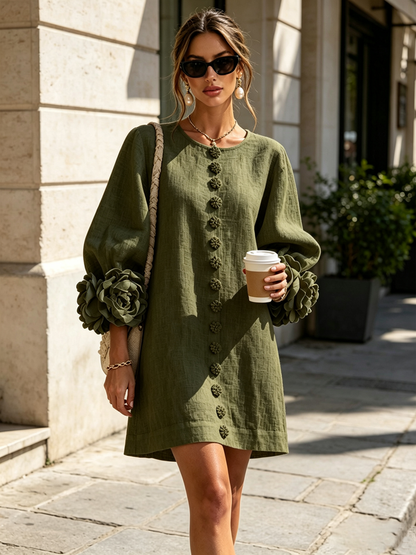Floral Cuff Mini Dress