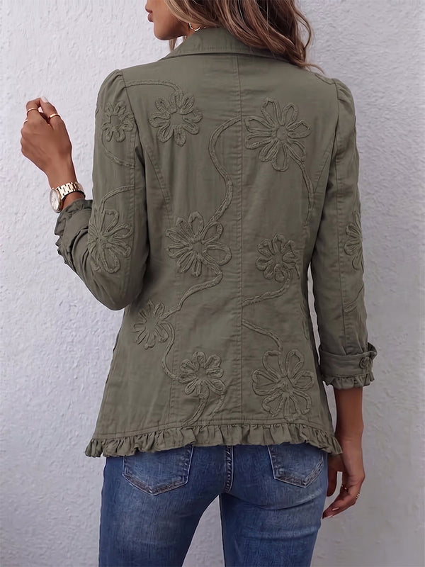 Floral Embroidered Ruffle Jacket