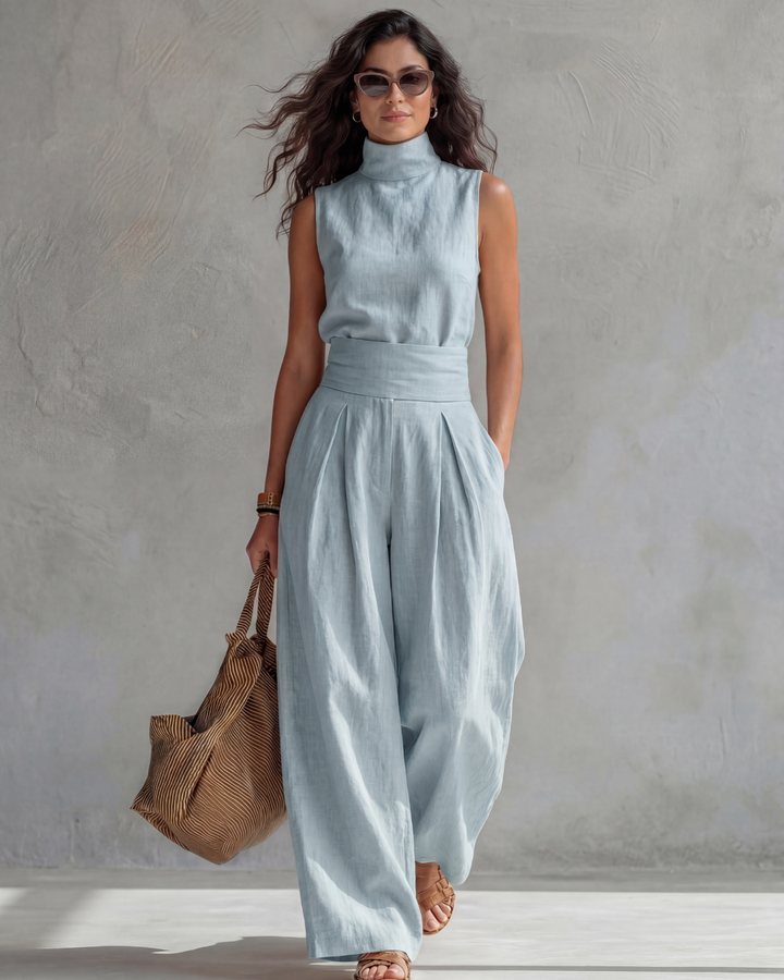 Elegant Wide-Leg Top & Pants Set