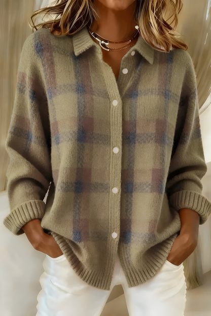 Classic Plaid Knit Cardigan