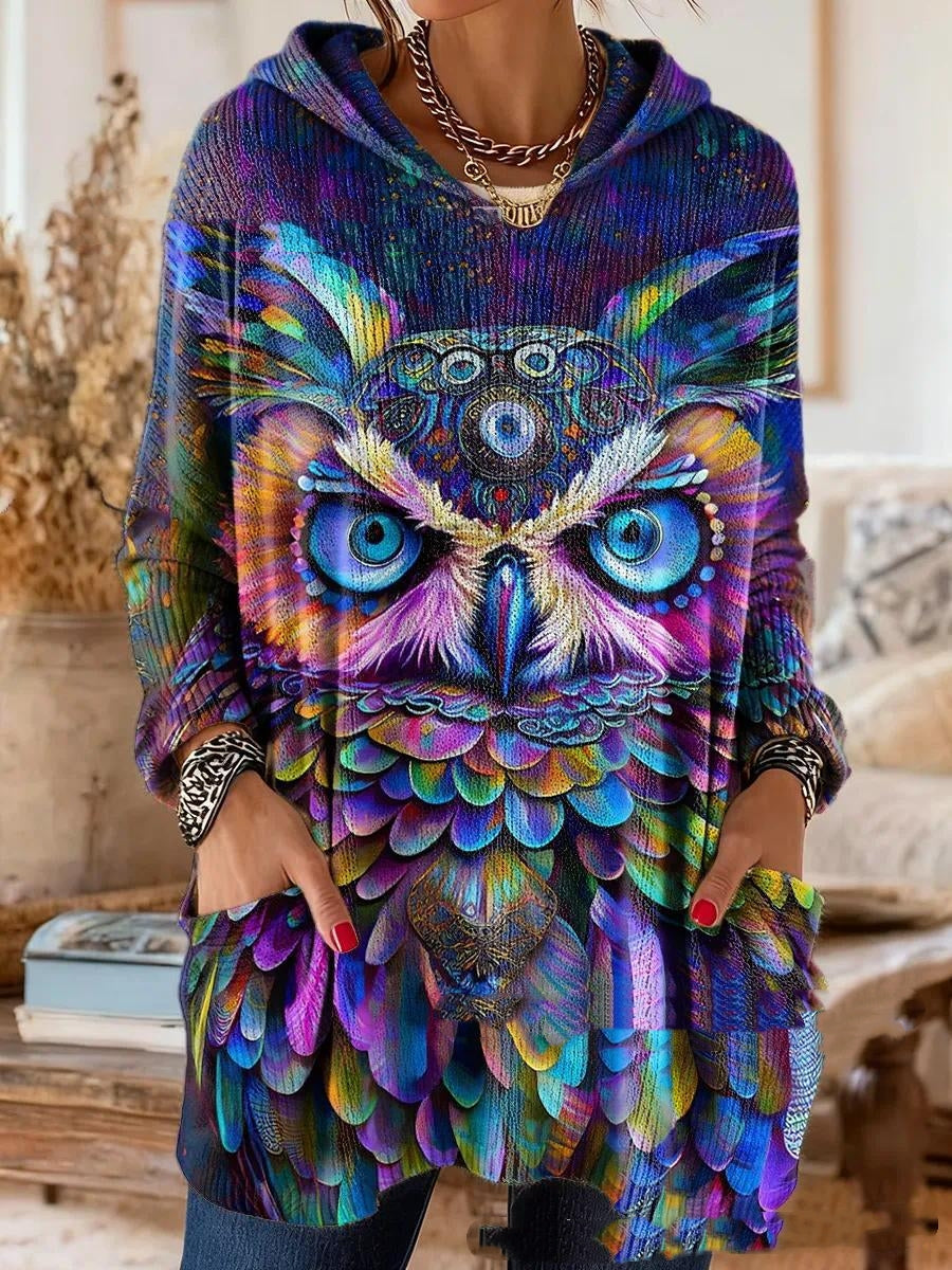 Retro Print Hooded Tunic
