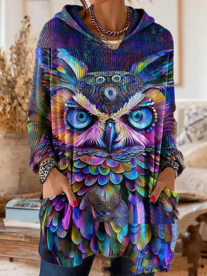 Retro Print Hooded Tunic