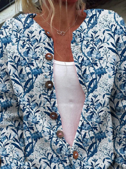 Vintage Blue Floral Cardigan