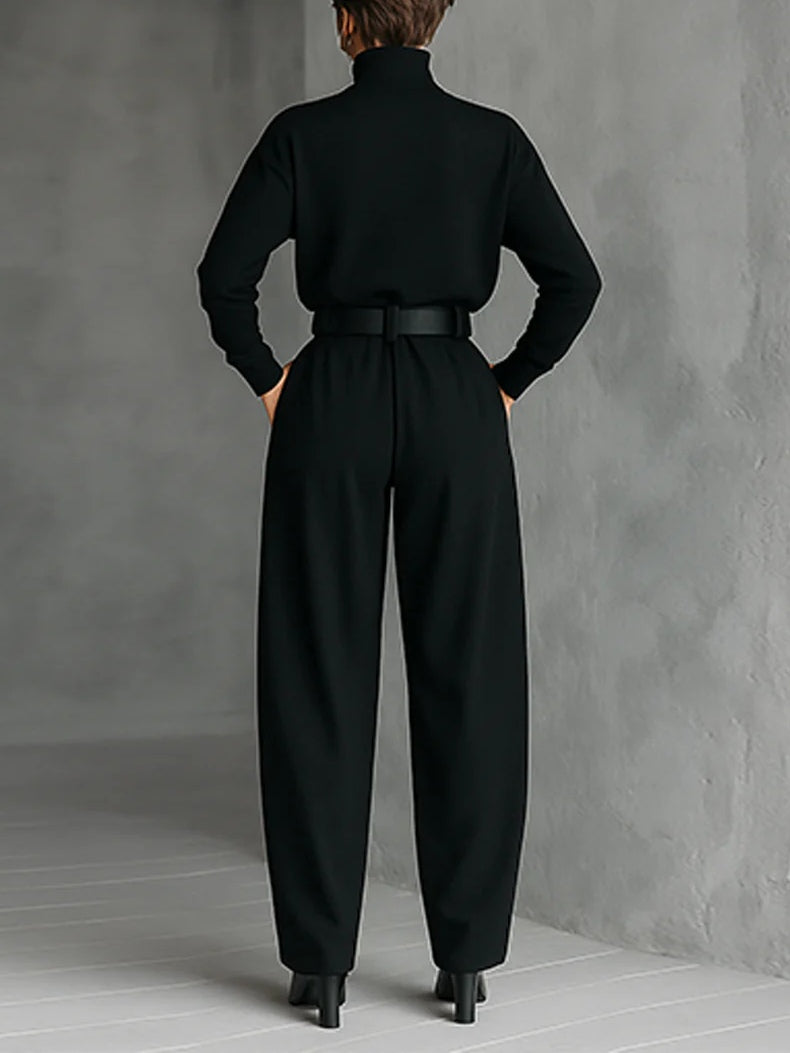 Classic Noir Belted Set