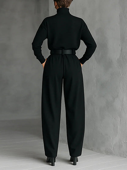 Classic Noir Belted Set