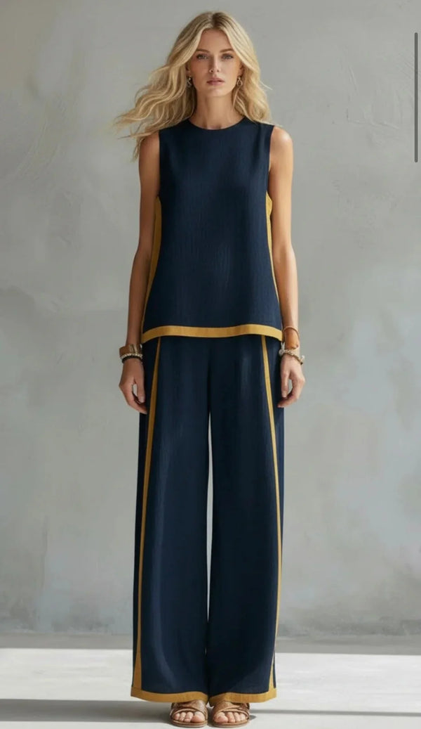 Contrast Trim Two-Piece Set
