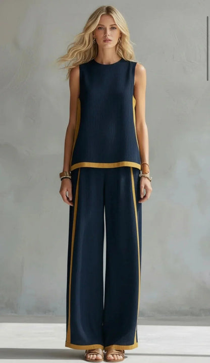 Contrast Trim Two-Piece Set