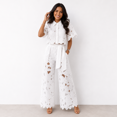Floral Cut-Out Two-Piece Set