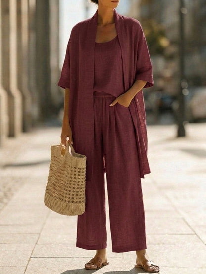 Elegant Linen Blend Three-Piece Set