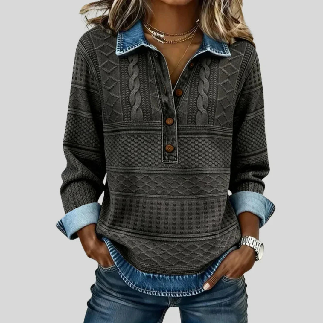 Vintage Cable Knit Collared Jumper