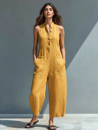 Minimalist Linen Blend Jumpsuit