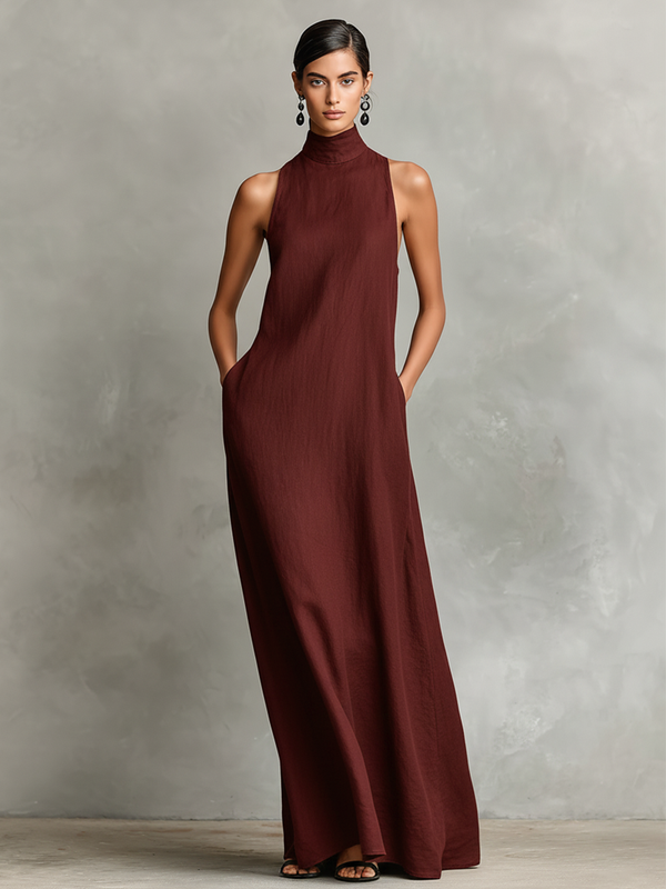 Elegant High Neck Maxi Dress