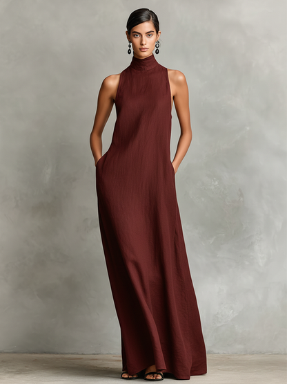 Elegant High Neck Maxi Dress