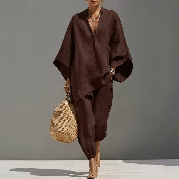V-Neck Batwing Two-Piece Set