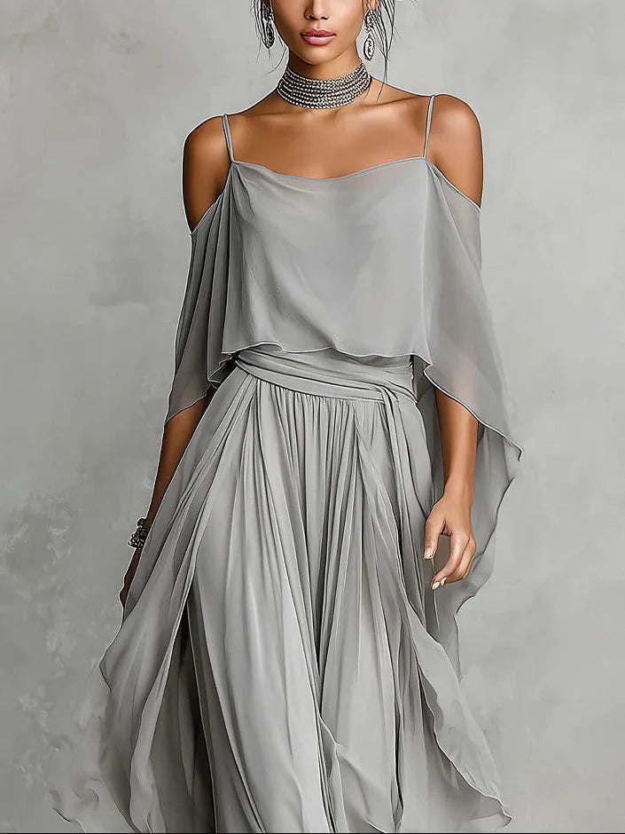 Flowy Strappy Top & Wide-Leg Pants Set