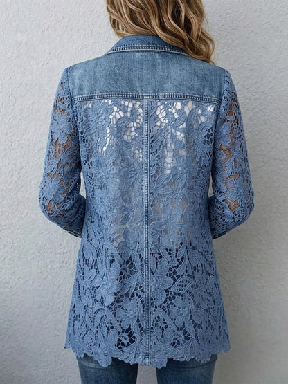 Floral Lace Panel Blazer