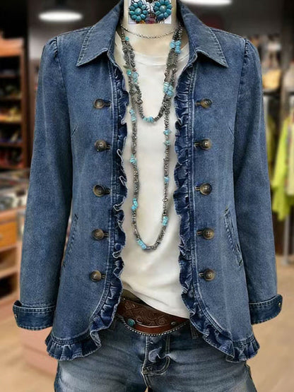 Ruffled Button-Front Jacket