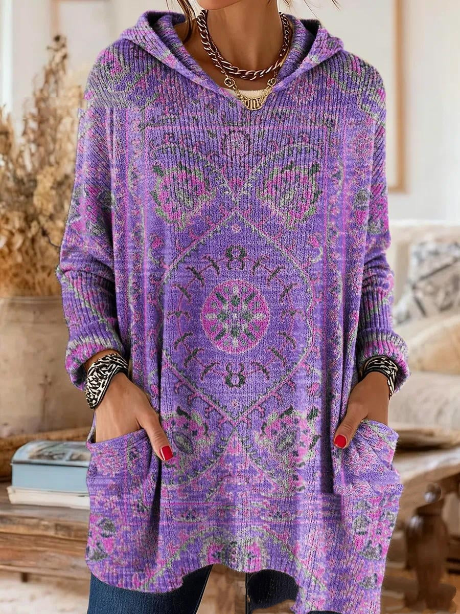 Retro Print Hooded Tunic