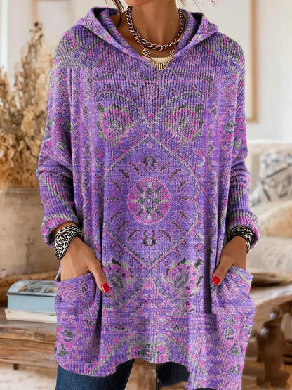 Retro Print Hooded Tunic