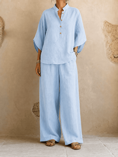 Batwing Sleeve Wide-Leg Set