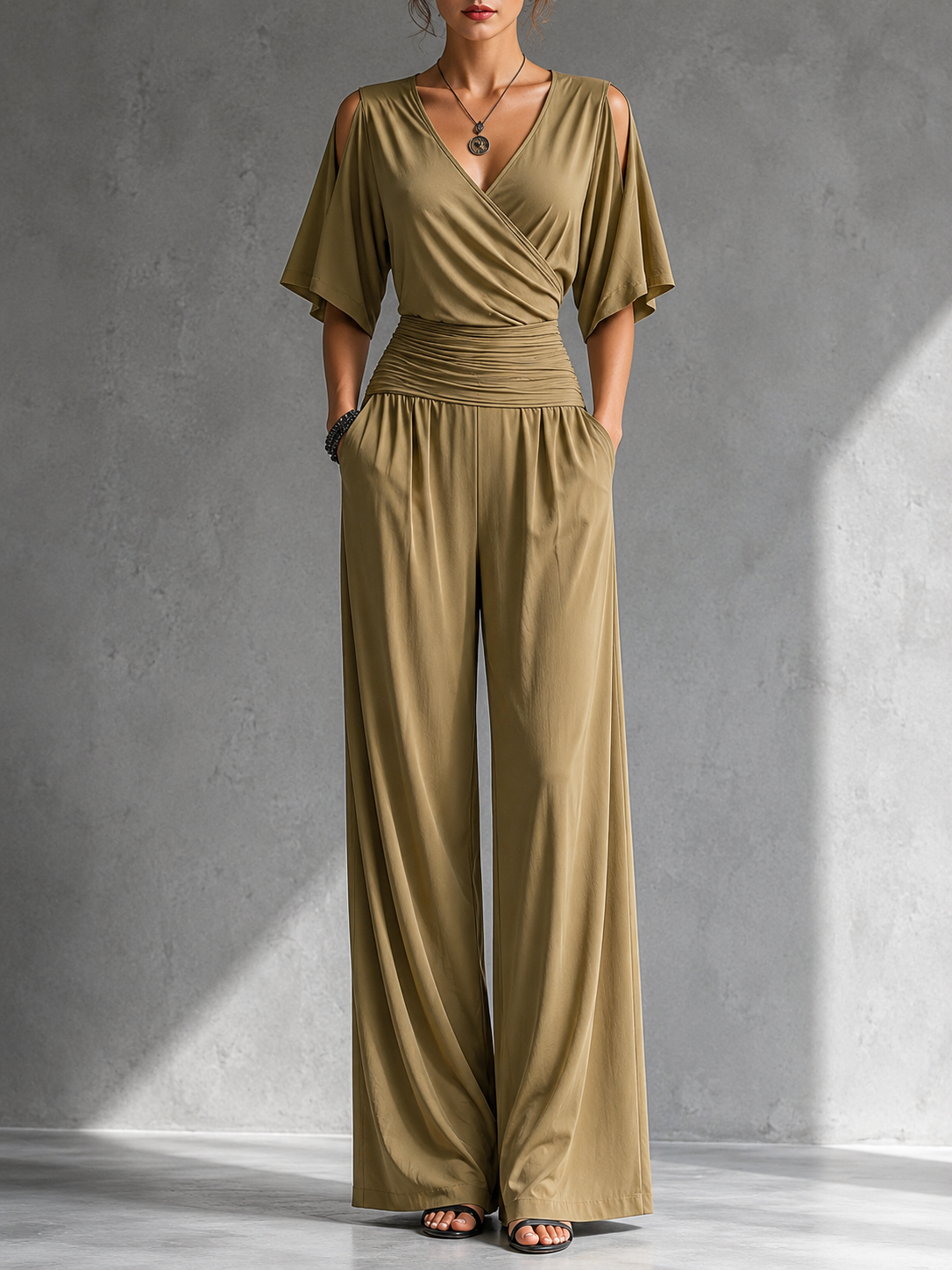 Off-Shoulder Wrap Jumpsuit