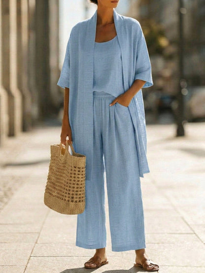Elegant Linen Blend Three-Piece Set