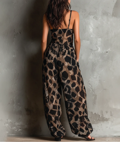 Animal Print Wide-Leg Jumpsuit