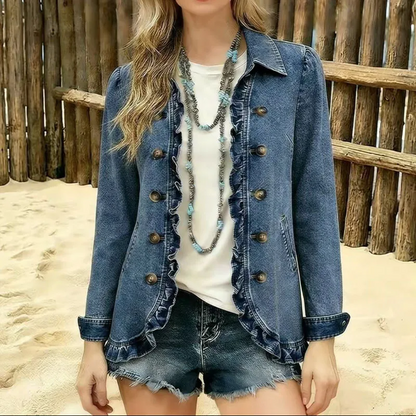 Ruffled Button-Front Jacket