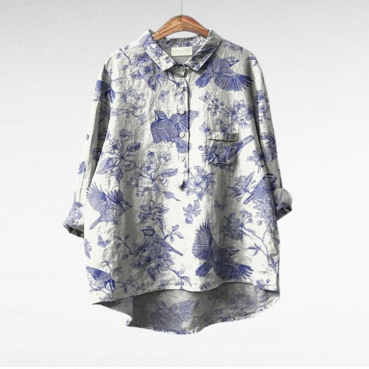Painterly Floral Button Blouse