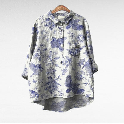 Painterly Floral Button Blouse