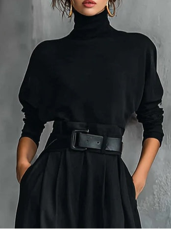 Classic Noir Belted Set