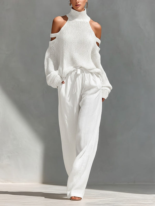 Cold-Shoulder Knit Two-Piece Set