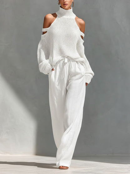 Cold-Shoulder Knit Two-Piece Set