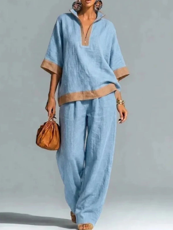 High Collar Relaxed Two-Piece Set