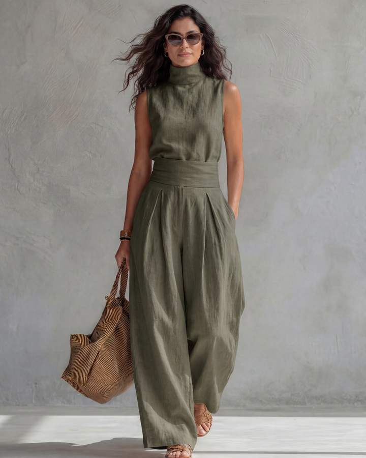 Elegant Wide-Leg Top & Pants Set
