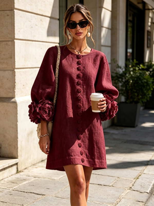 Floral Cuff Mini Dress