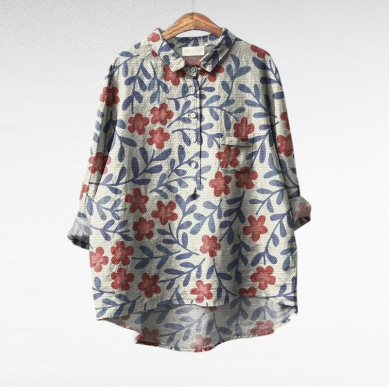 Painterly Floral Button Blouse