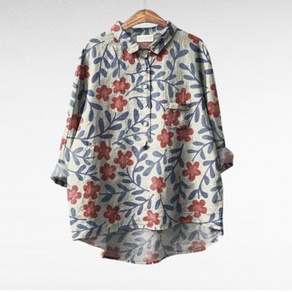 Painterly Floral Button Blouse