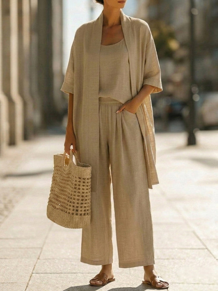 Elegant Linen Blend Three-Piece Set
