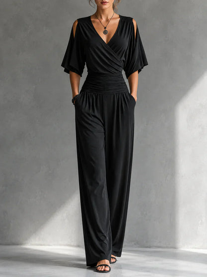 Off-Shoulder Wrap Jumpsuit
