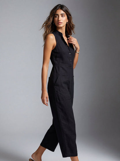 Minimalist Linen Blend Jumpsuit
