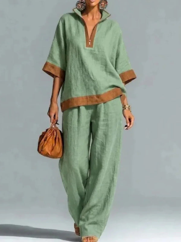 High Collar Relaxed Two-Piece Set