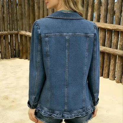 Ruffled Button-Front Jacket