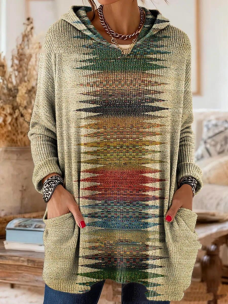Retro Print Hooded Tunic