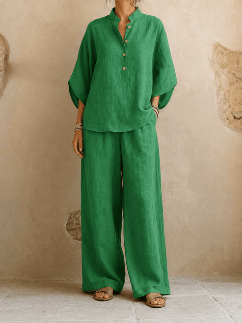 Batwing Sleeve Wide-Leg Set