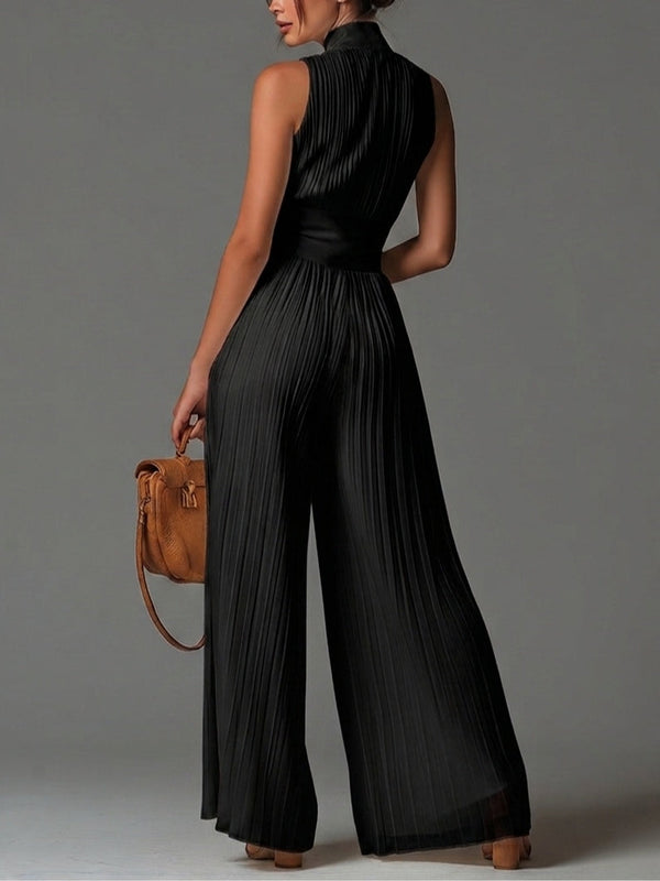 White Chiffon Wide-Leg Jumpsuit