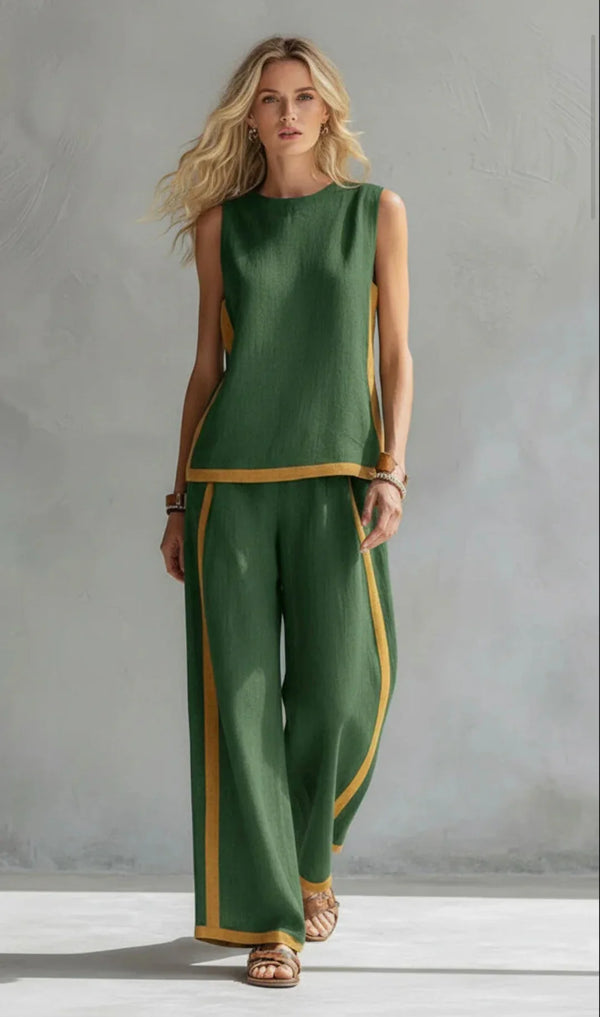 Contrast Trim Two-Piece Set