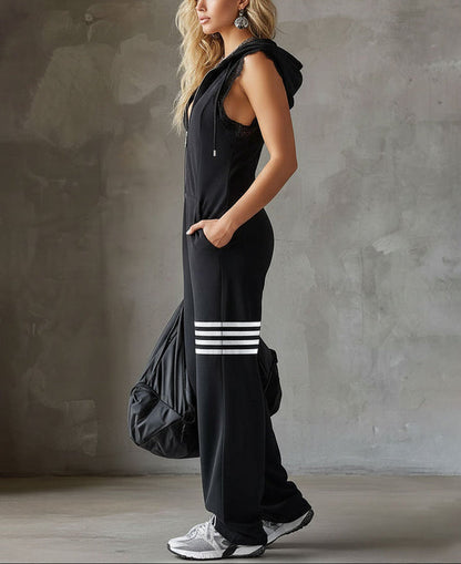 Retro Hooded Sport Jumpsuit